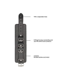 Ouch! Black & White Adjustable Bonded Leather Wrist Or Ankle Cuffs Black