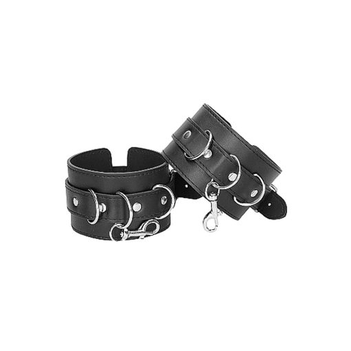 Ouch! Black & White Bonded Leather Hogtie With Hand & Ankle Cuffs Black - Image 7