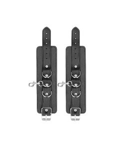 Ouch! Black & White Bonded Leather Hogtie With Hand & Ankle Cuffs Black