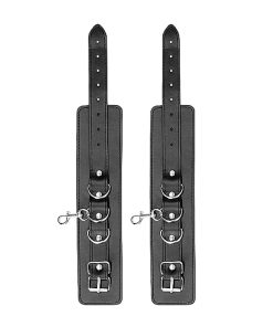 Ouch! Black & White Bonded Leather Hogtie With Hand & Ankle Cuffs Black