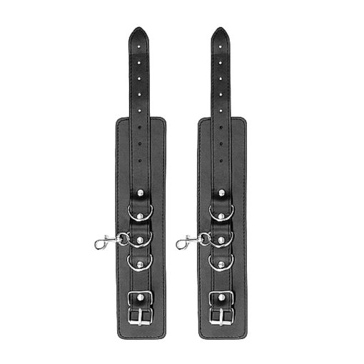 Ouch! Black & White Bonded Leather Hogtie With Hand & Ankle Cuffs Black - Image 9
