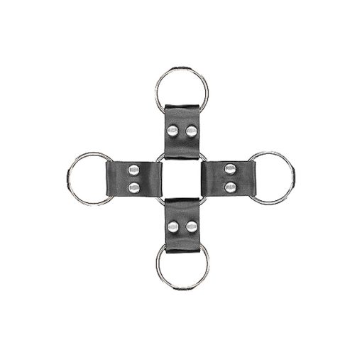 Ouch! Black & White Bonded Leather Hogtie With Hand & Ankle Cuffs Black - Image 10