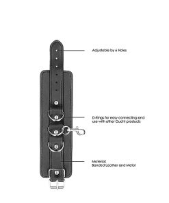 Ouch! Black & White Bonded Leather Hogtie With Hand & Ankle Cuffs Black