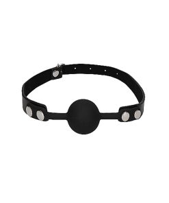 Ouch! Black & White Silicone Ball Gag With Adjustable Bonded Leather Straps Black