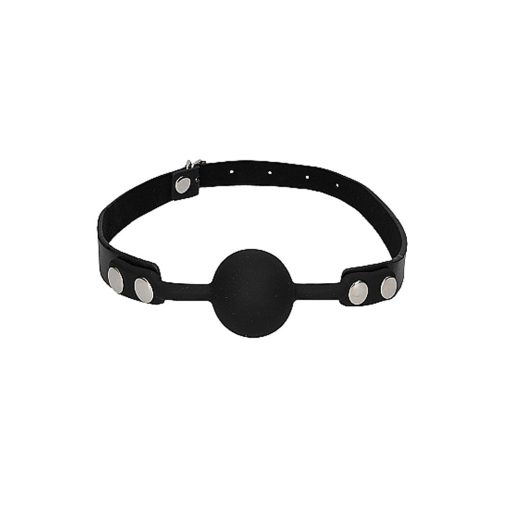Ouch! Black & White Silicone Ball Gag With Adjustable Bonded Leather Straps Black - Image 4