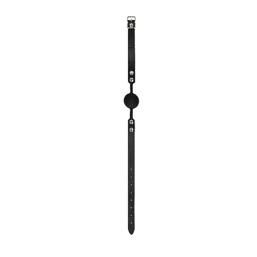 Ouch! Black & White Silicone Ball Gag With Adjustable Bonded Leather Straps Black - Image 6