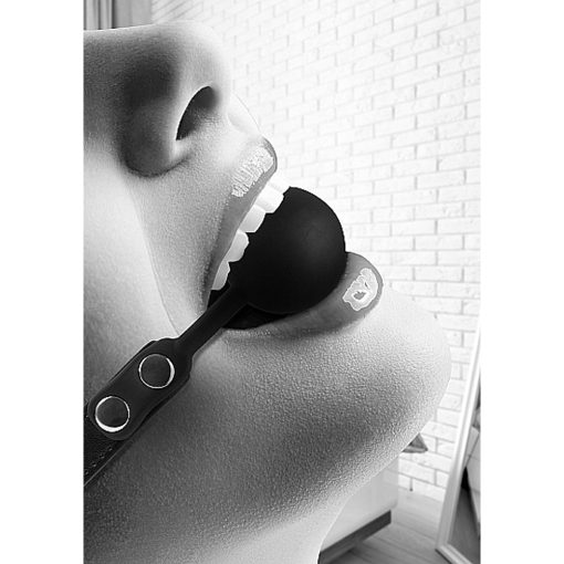 Ouch! Black & White Silicone Ball Gag With Adjustable Bonded Leather Straps Black - Image 8