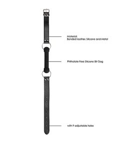 Ouch! Black & White Silicone Bit Gag With Adjustable Bonded Leather Straps Black