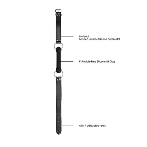 Ouch! Black & White Silicone Bit Gag With Adjustable Bonded Leather Straps Black - Image 5