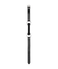 Ouch! Black & White Silicone Bit Gag With Adjustable Bonded Leather Straps Black
