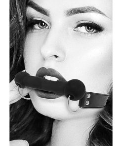 Ouch! Black & White Silicone Bit Gag With Adjustable Bonded Leather Straps Black