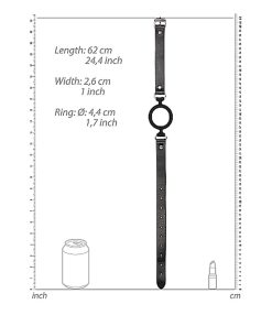 Ouch! Black & White Silicone Ring Gag With Adjustable Bonded Leather Straps Black