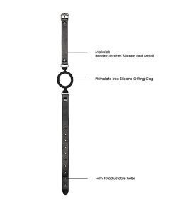 Ouch! Black & White Silicone Ring Gag With Adjustable Bonded Leather Straps Black