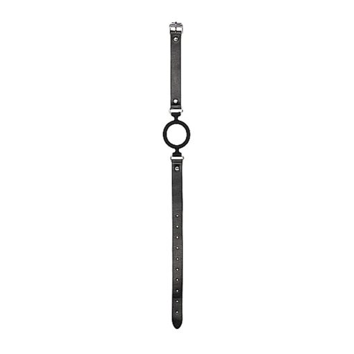 Ouch! Black & White Silicone Ring Gag With Adjustable Bonded Leather Straps Black - Image 6