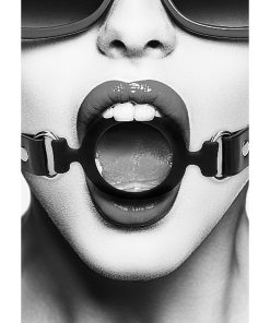 Ouch! Black & White Silicone Ring Gag With Adjustable Bonded Leather Straps Black