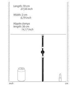 Ouch! Black & White Breathable Ball Gag With Nipple Clamps Black