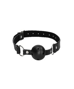 Ouch! Black & White Breathable Ball Gag With Nipple Clamps Black