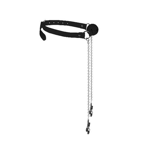 Ouch! Black & White Breathable Ball Gag With Nipple Clamps Black - Image 5