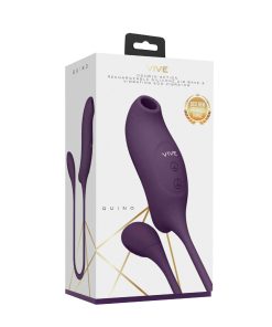 Vive Quino Rechargeable Air Wave & Vibrating Silicone Egg Vibrator Purple