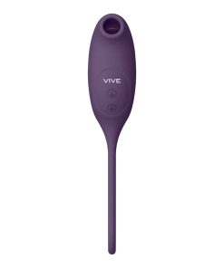 Vive Quino Rechargeable Air Wave & Vibrating Silicone Egg Vibrator Purple