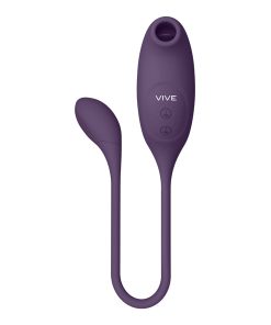 Vive Quino Rechargeable Air Wave & Vibrating Silicone Egg Vibrator Purple