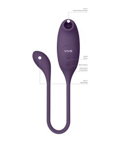 Vive Quino Rechargeable Air Wave & Vibrating Silicone Egg Vibrator Purple