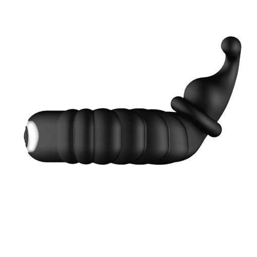 Forto F-24 Rechargeable Silicone Textured Vibrating Cockring Black - Image 3