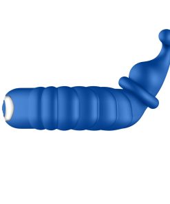 Forto F-24 Rechargeable Silicone Textured Vibrating Cockring Blue