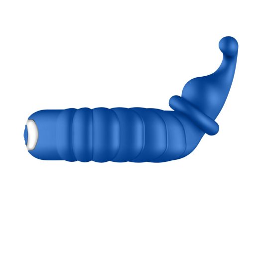 Forto F-24 Rechargeable Silicone Textured Vibrating Cockring Blue - Image 3