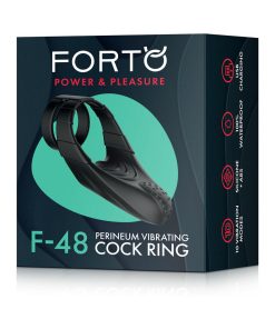Forto F-48 Rechargeable Silicone Perineum Vibrating Double Cockring Black