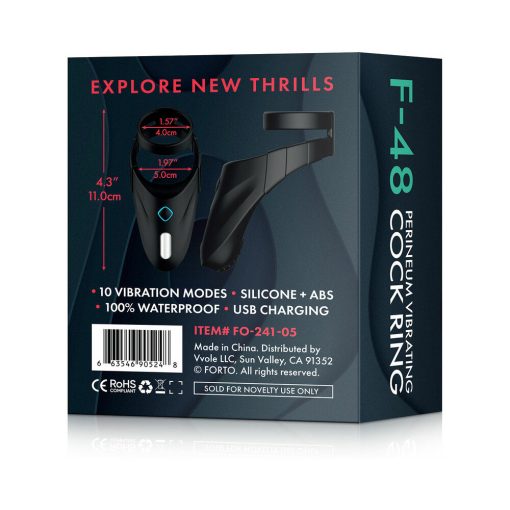 Forto F-48 Rechargeable Silicone Perineum Vibrating Double Cockring Black - Image 5