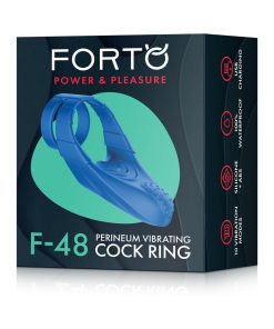 Forto F-48 Rechargeable Silicone Perineum Vibrating Double Cockring Blue