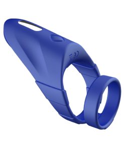 Forto F-48 Rechargeable Silicone Perineum Vibrating Double Cockring Blue