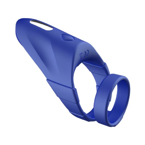 Forto F-48 Rechargeable Silicone Perineum Vibrating Double Cockring Blue - Image 3