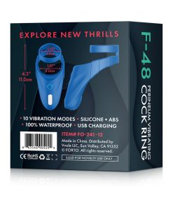Forto F-48 Rechargeable Silicone Perineum Vibrating Double Cockring Blue