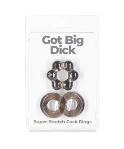 Powerbullet Got Big Dick Super-Stretch Cockrings 2-Pack Smoke