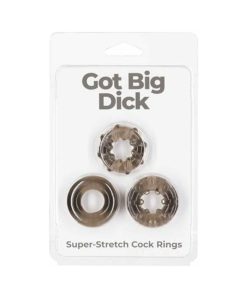 Powerbullet Got Big Dick Super-Stretch Cockrings 3-Pack Smoke