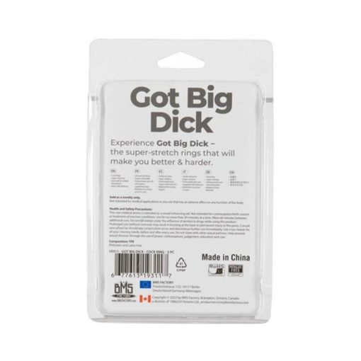 Powerbullet Got Big Dick Super-Stretch Cockrings 3-Pack Smoke - Image 9