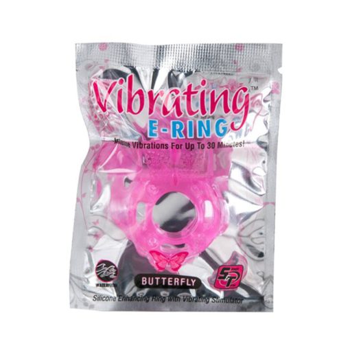 powerbullet vibrating cockring butterfly pink reusable silicone erection ring with motor