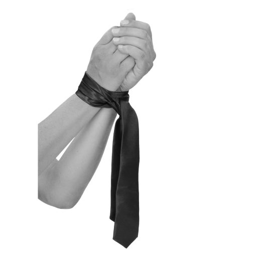 Ouch! Black & White Satin Bondage Tie Black - Image 7