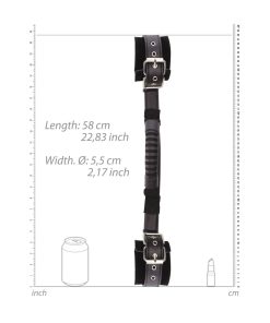 Ouch! Black & White Adjustable Bonded Leather Wrist Cuffs With Handle Black