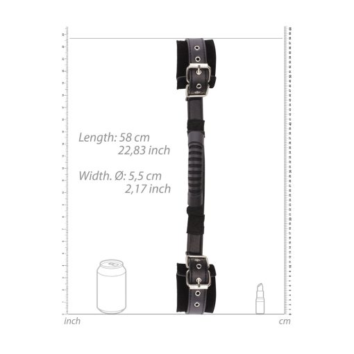 Ouch! Black & White Adjustable Bonded Leather Wrist Cuffs With Handle Black - Image 4
