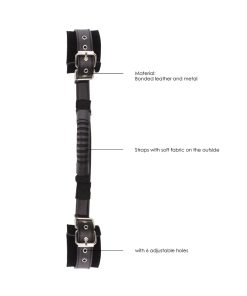 Ouch! Black & White Adjustable Bonded Leather Wrist Cuffs With Handle Black