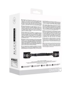 Ouch! Black & White Adjustable Bonded Leather Wrist Cuffs With Handle Black