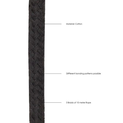 Ouch! Black & White Japanese Rope 10 M / 33 Ft. Black - Image 6