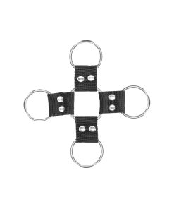 Ouch! Black & White Velcro Hogtie With Hand & Ankle Cuffs Black