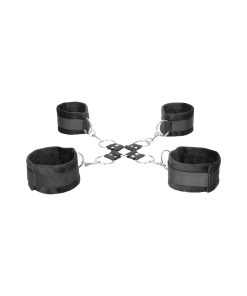 Ouch! Black & White Velcro Hogtie With Hand & Ankle Cuffs Black