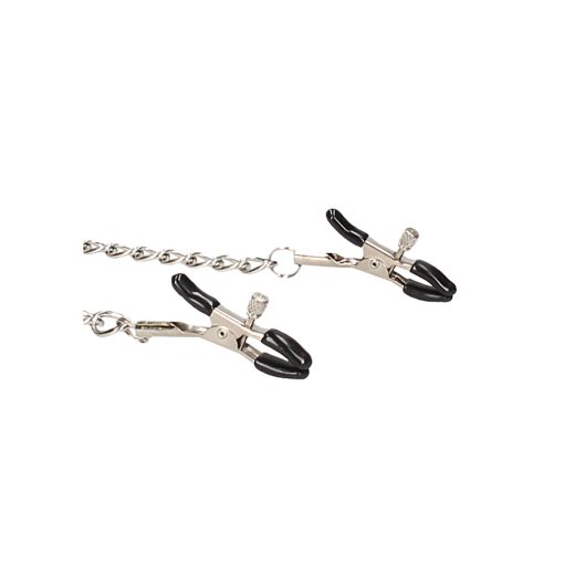 Ouch! Black & White Adjustable Velcro Collar With Nipple Clamps Black - Image 4