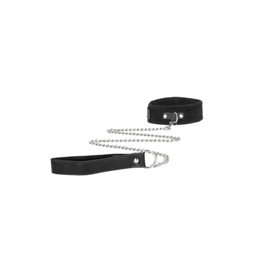 Ouch! Black & White Adjustable Velcro Collar With Leash & Wrist Cuffs Black - Image 5