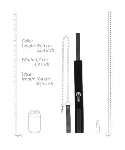 Ouch! Black & White Adjustable Velcro Collar With Leash & Wrist Cuffs Black